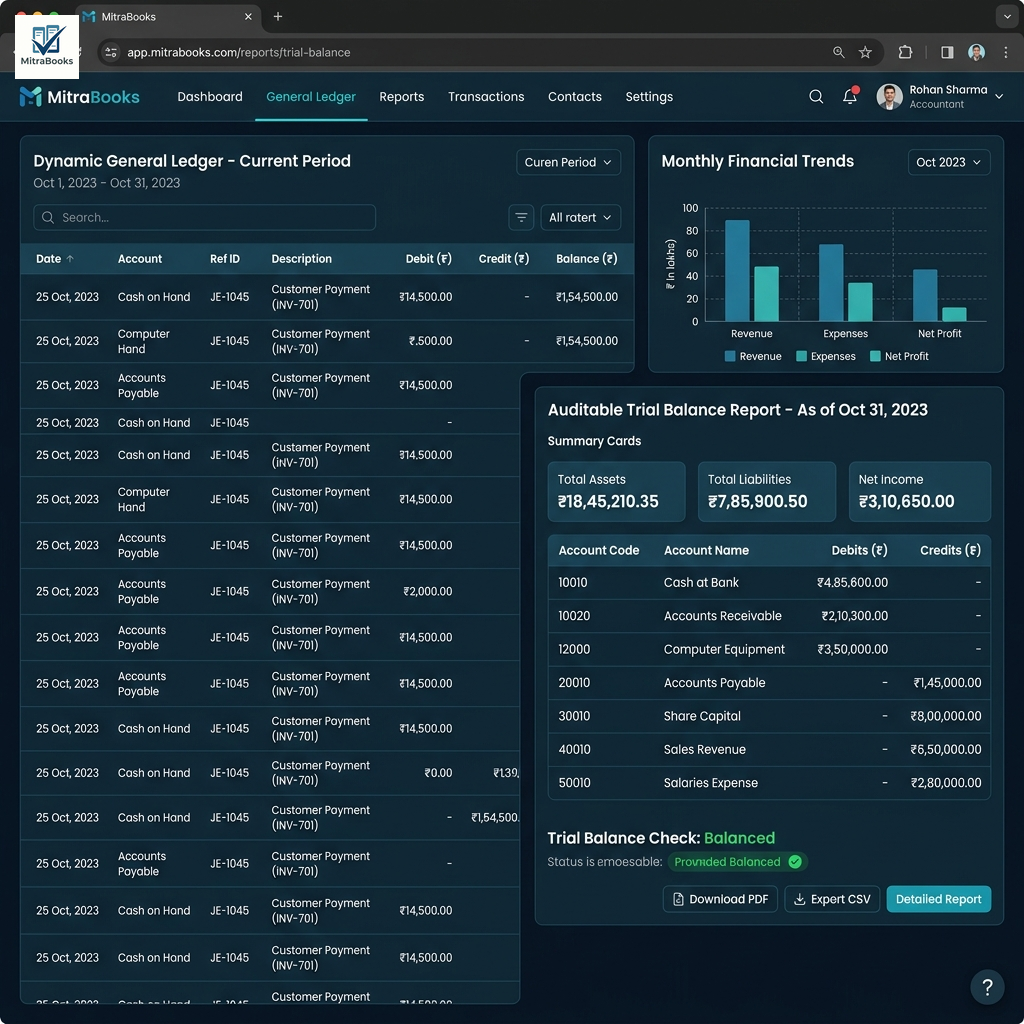 MitraBooks Ledger and Financial Reports